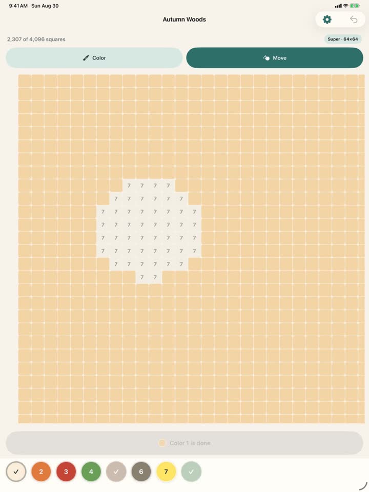 A Super puzzle zoomed in so you can pan and paint